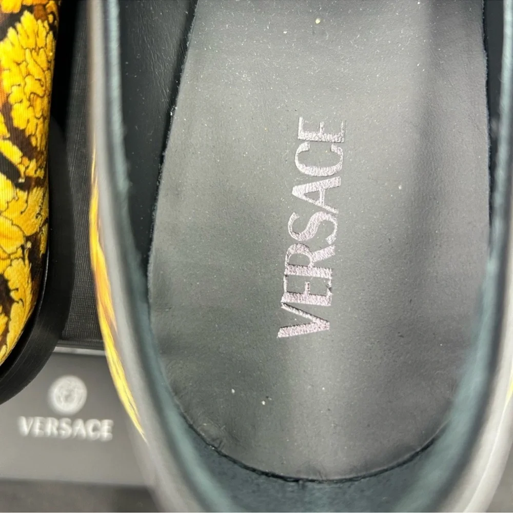 Versace men’s BAROCCO print silk loafer size 42/9 US made in Italy